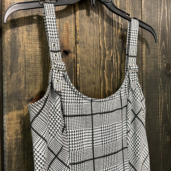 Lily Rose Jumper Dress L Plaid Grey Neutral Stretch Academia Preppy 90s Y2K - Picture 2 of 11